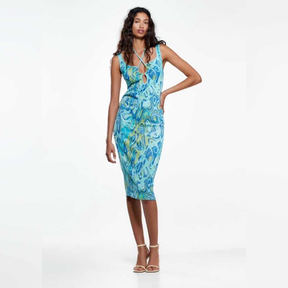 Zara Cut Out Jacquard Dress